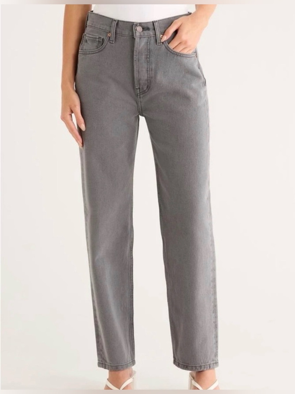 ÉTICA Women's Tyler High-Rise Straight-Leg Jeans in Moonstone Gry size 30